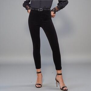 L'AGENCE | Black Luxe Velvet Margot Cropped Skinny Jeans‎ Size 26 Holiday Party